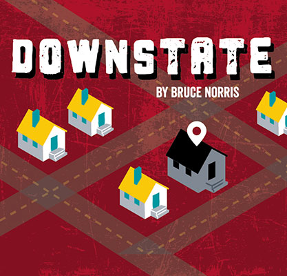 promotional image of downstate play featuring illustration of neightborhood
